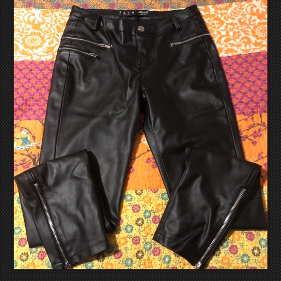 Denim Co. Black Leather Look/Feel Pants Size 4 - Picture 8 of 8